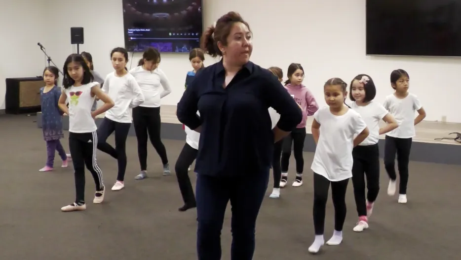 Students rehearsing Uyghur dance